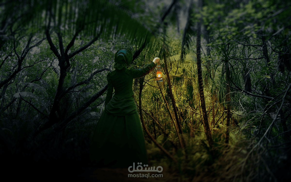 woman holding lantern