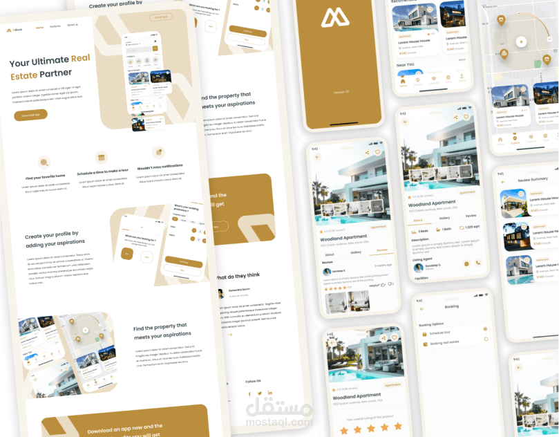 تصميم تطبيق وصفحة هبوط لشركة عقارات