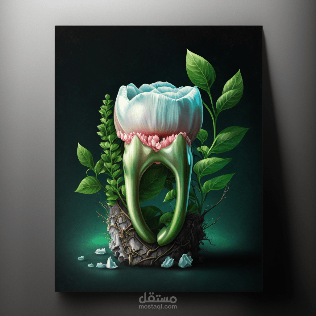 رسم جرافيتى ديجيتال معبر لوحة لعيادة اسنان