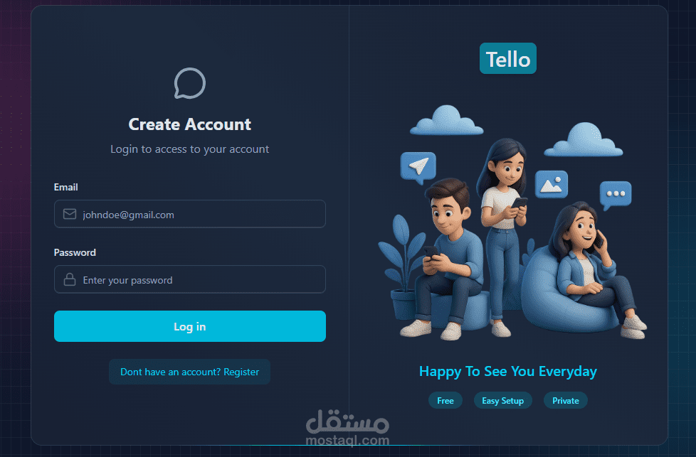 Tello – تطبيق دردشة فورية باستخدام MERN Stack