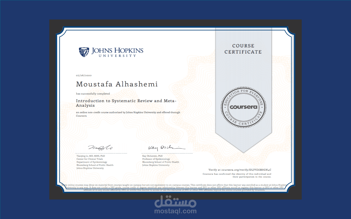 Introduction to Systematic Review and Meta Analysis - Research certificate