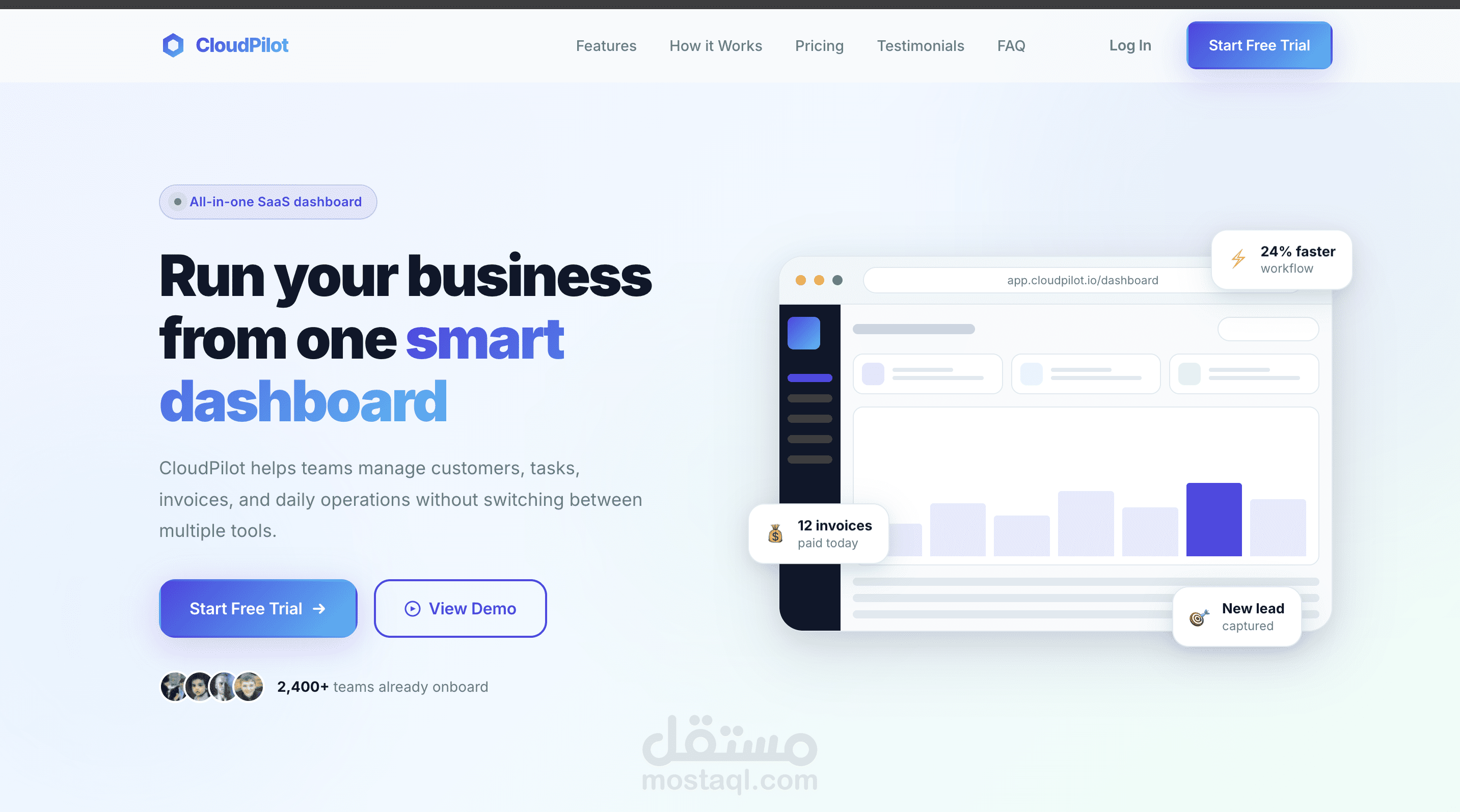 صفحة هبوط لمنصة SaaS