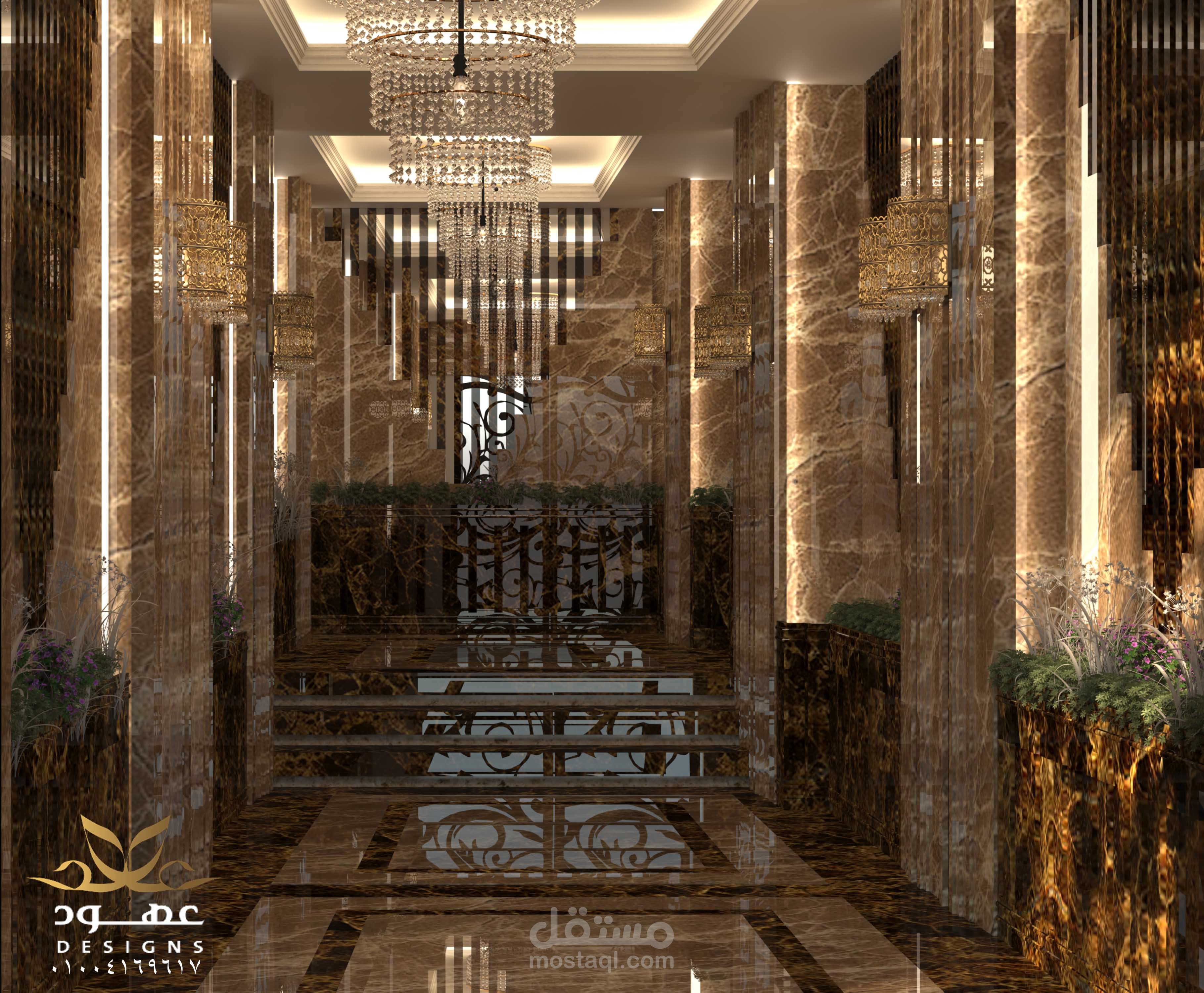 تصميم داخلي لمجموعة من مداخل الفيلل والعمارات السكنية