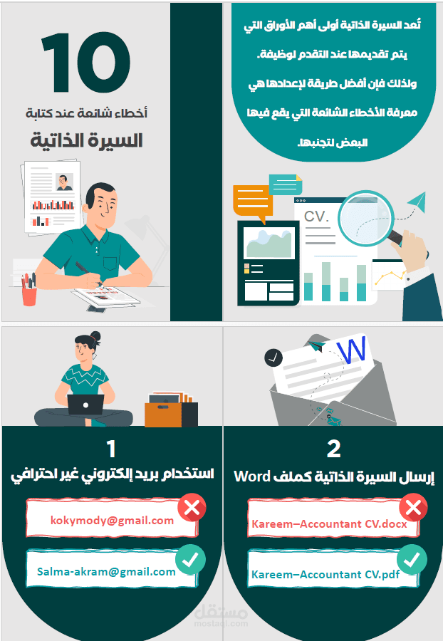 ملف وورد يتحدث محتواه عن أخطاء السيرة الذاتية