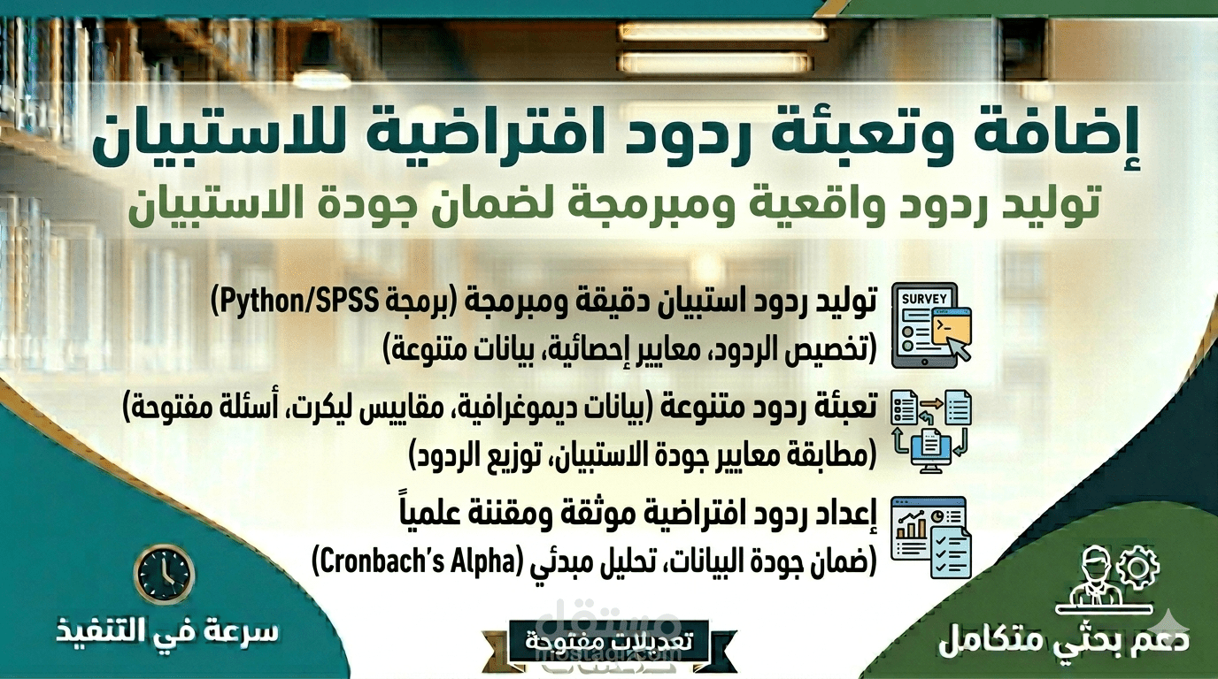 إضافة وتعبئة ردود افتراضية للاستبيان باحتراف أكاديمي