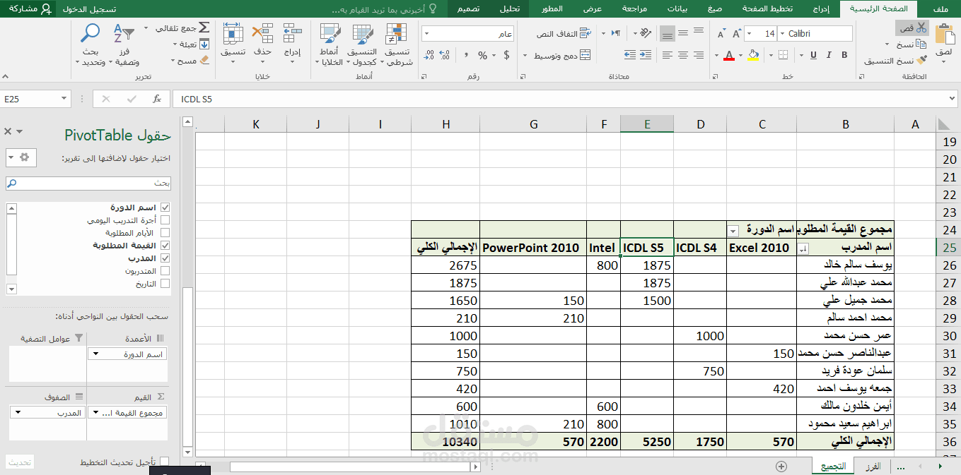 pivot table excel