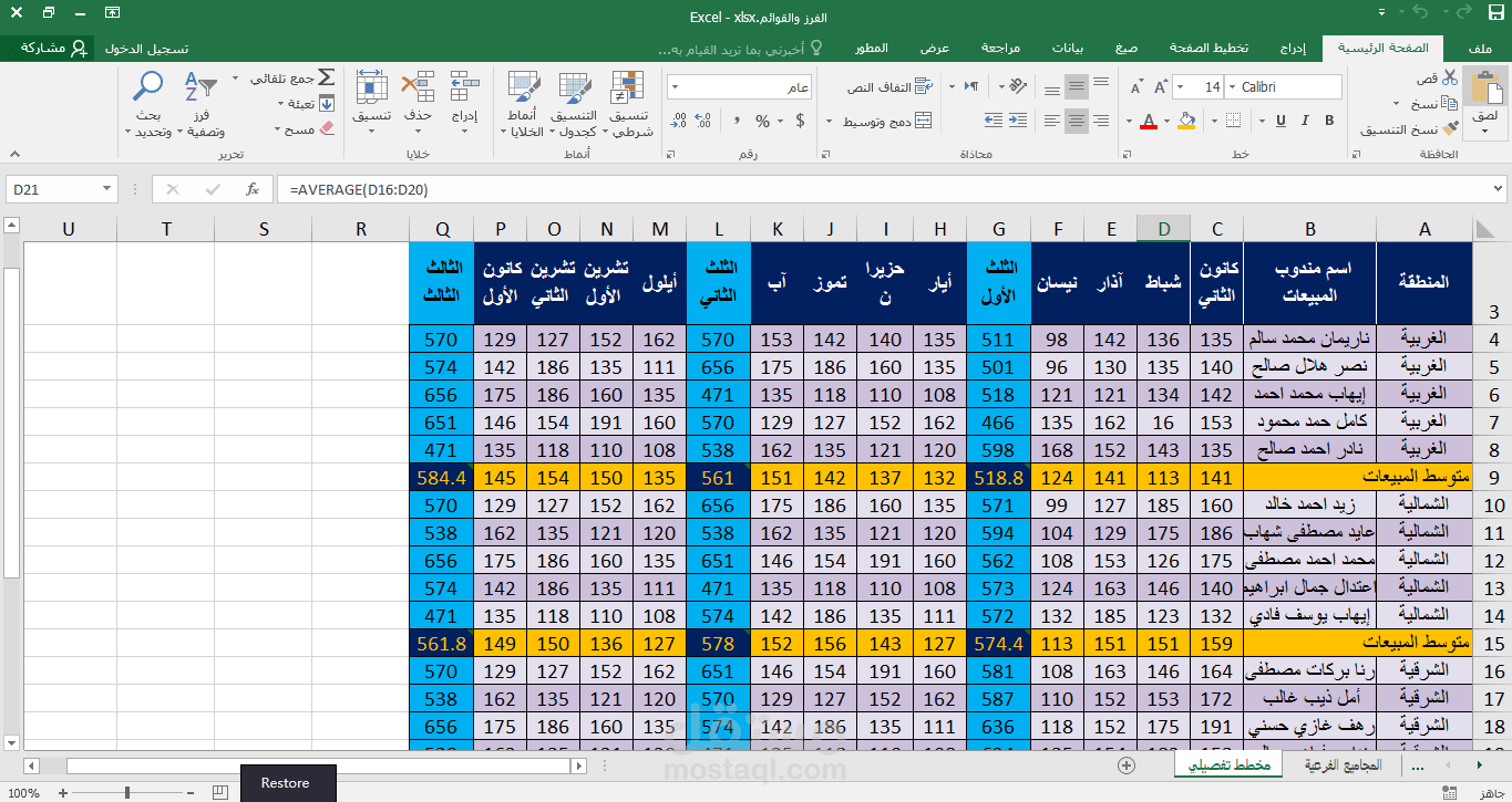 تنسيق جداول ال excel