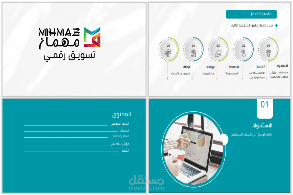 تصميم ملف تعريفي كامل عن شركة تسويق الكتروني