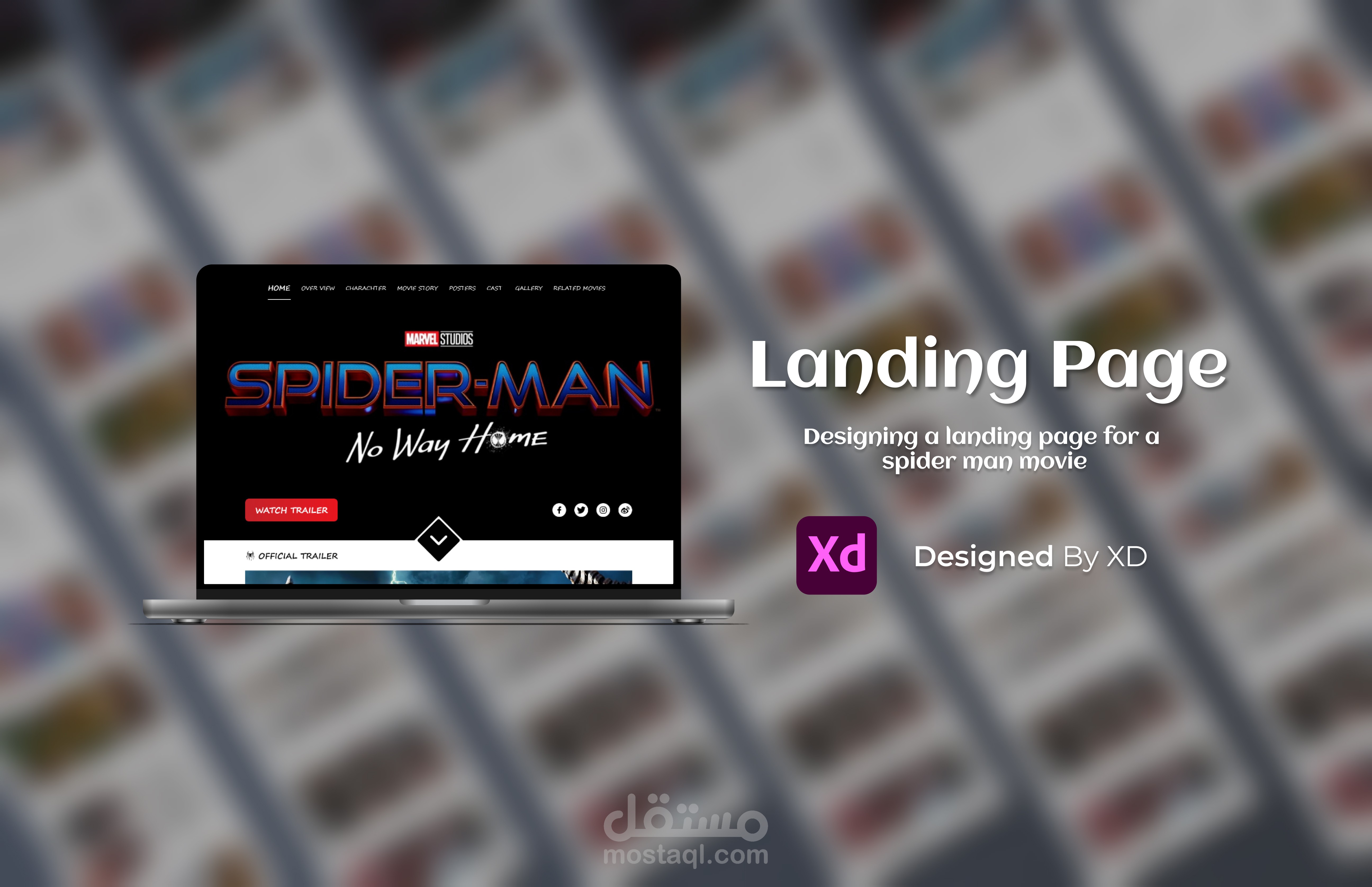 landing page for a  spider man movie