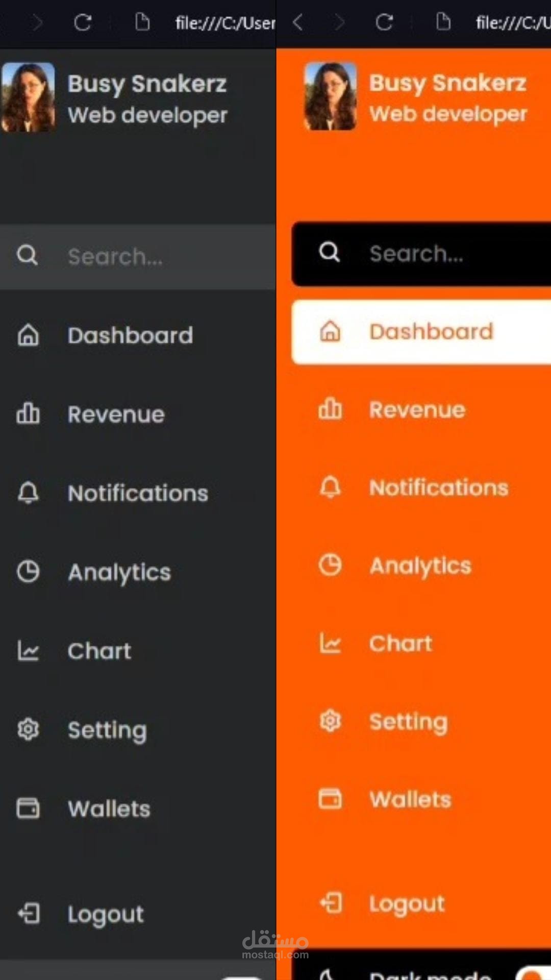 Website SideBar Menu