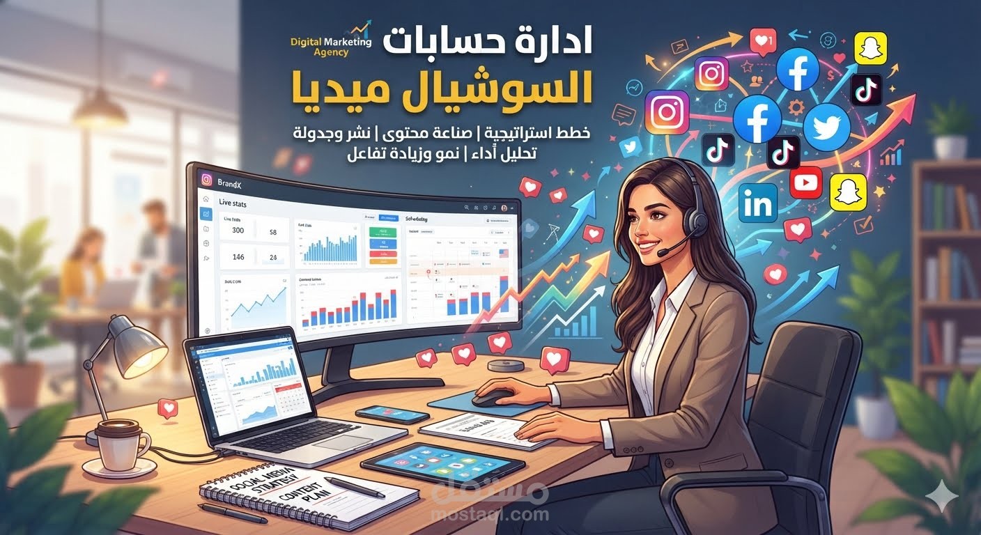 إدارة حسابات متابعة عملاء ( عن بعد )