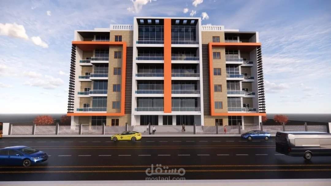 تصميم معماري لعمارة سكنية وعمل واجهة خارجية لها