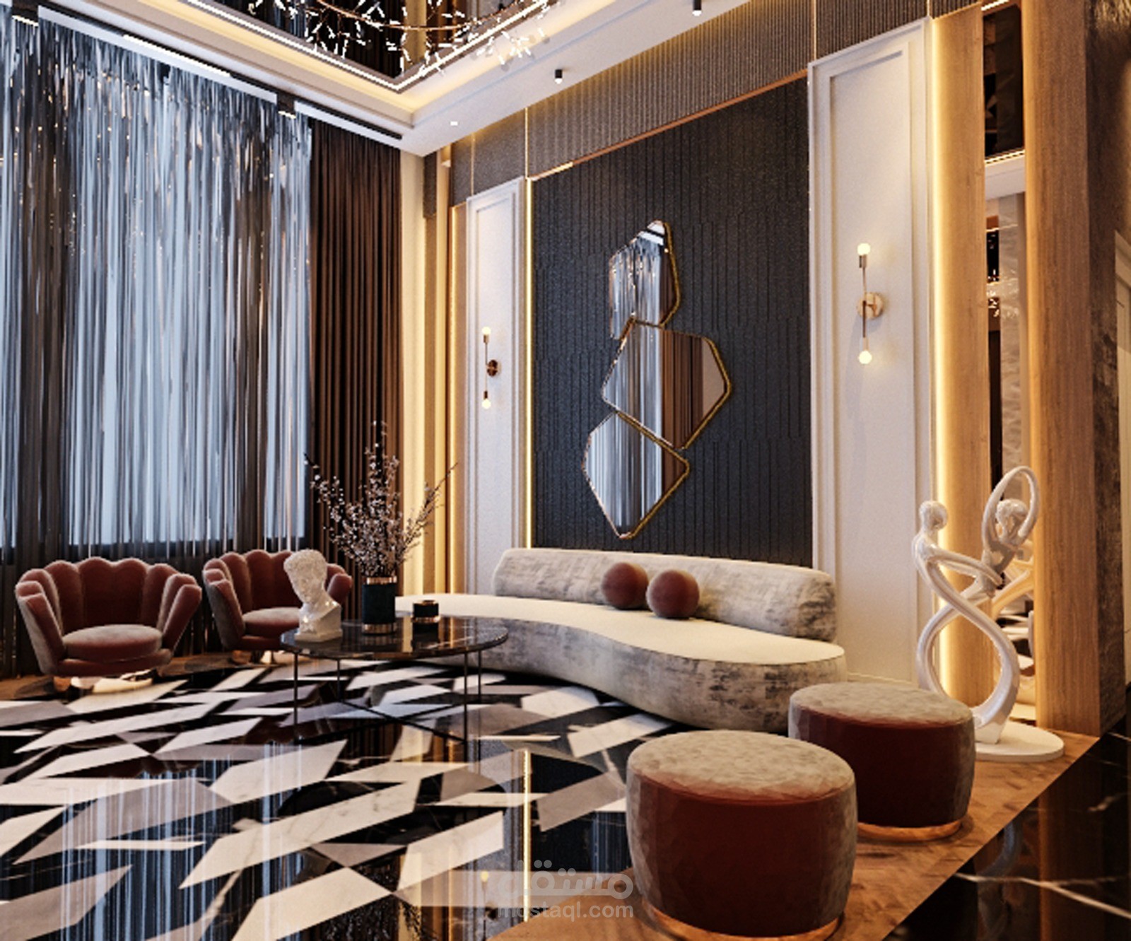 تصميم صالة معيشة فندقية