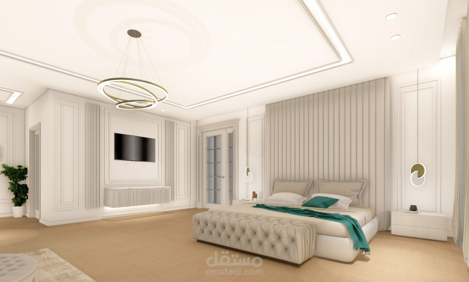 تصميم غرفة نوم ماستر وغرف بنات طراز الحديث والكلاسيكي