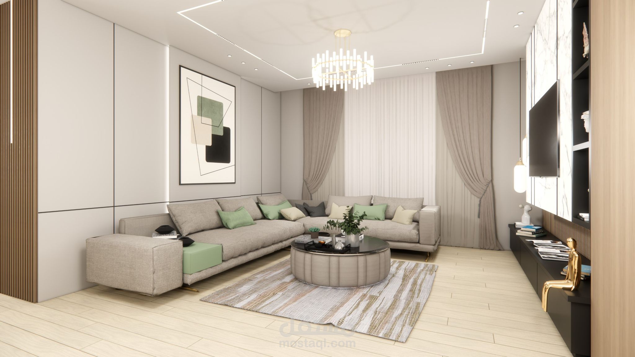 تصميم غرفة معيشة على الطراز المودرن