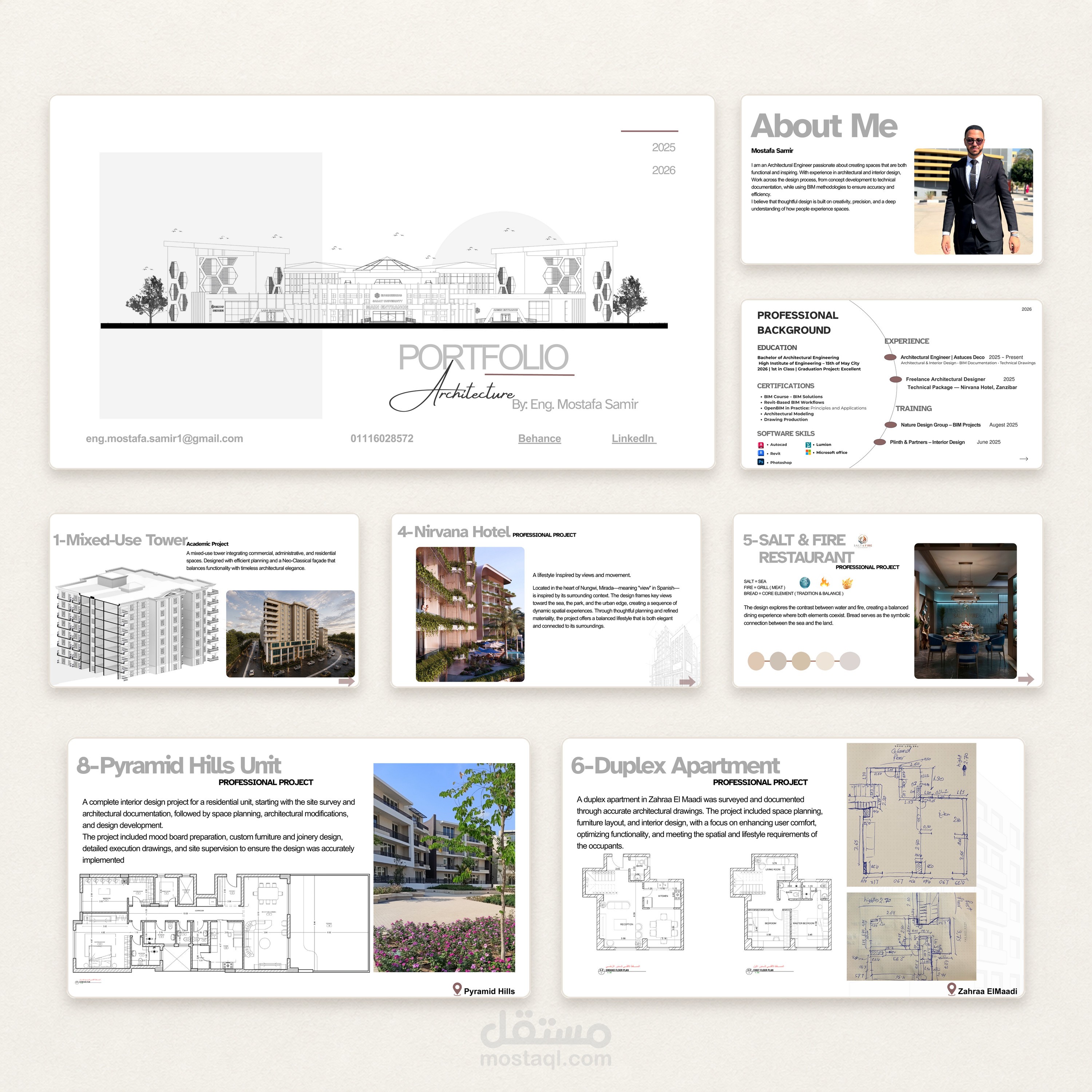 تصميم بورتفوليو احترافي لمهندس معماري Professional Architecture Portfolio Design