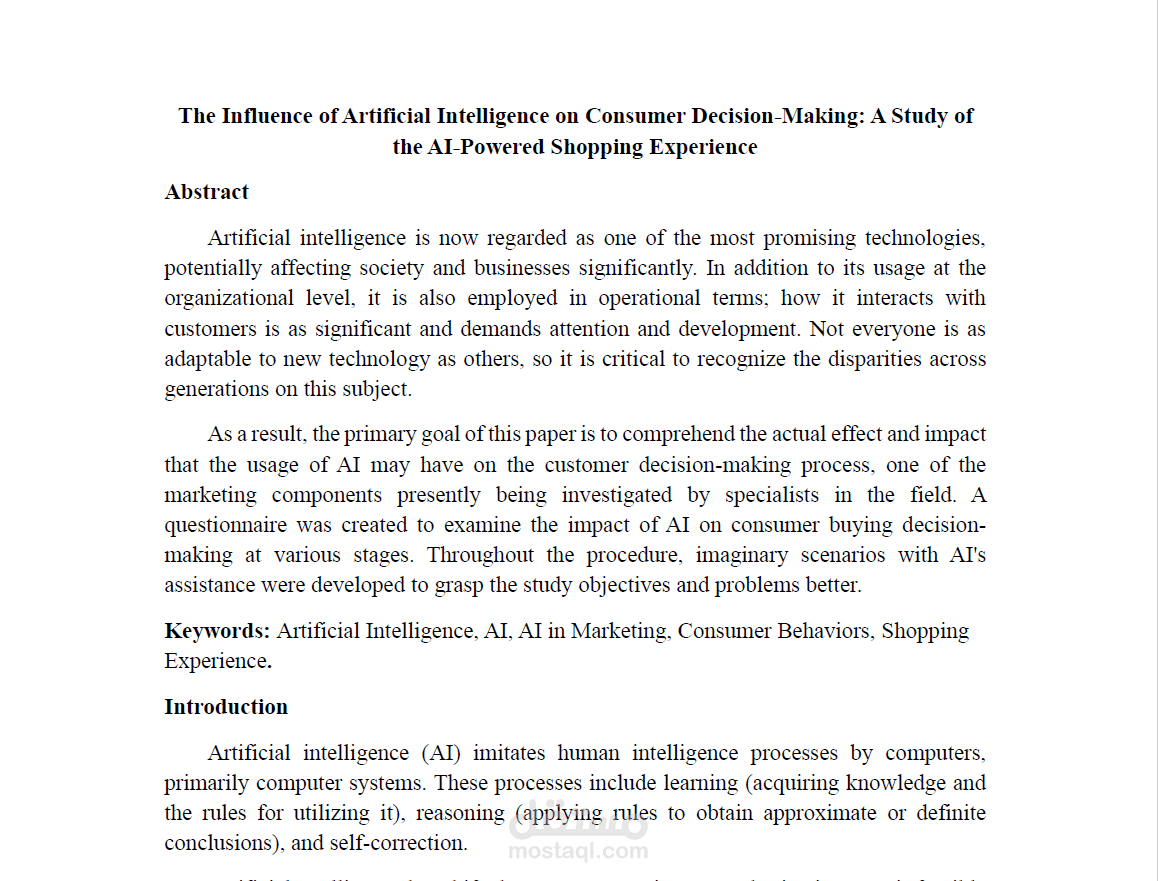 The Influence of Artificial Intelligence on Consumer Decision-Making: A Study of the AI-Powered Shopping