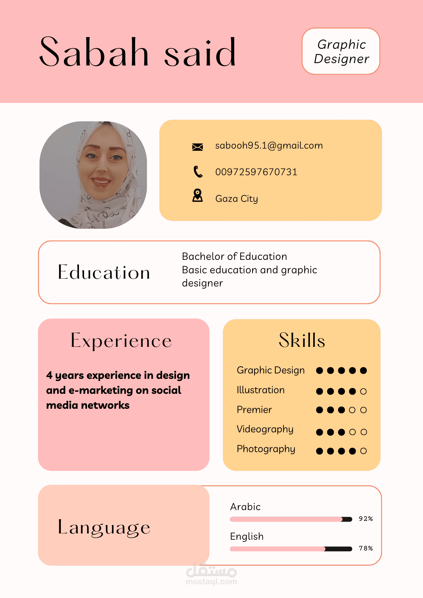 تصميم السيرة الذاتية باللغة الإنجليزية