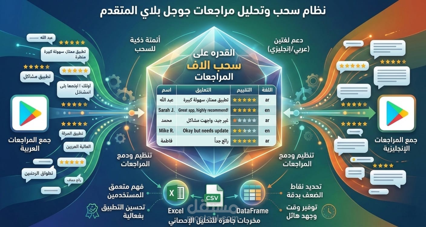 نظام أتمتة لسحب وتحليل مراجعات التطبيقات من Google Play