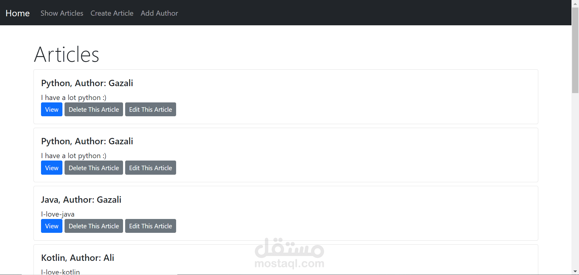 موقع لأنشاء المقالات وعرضها بإطار Django