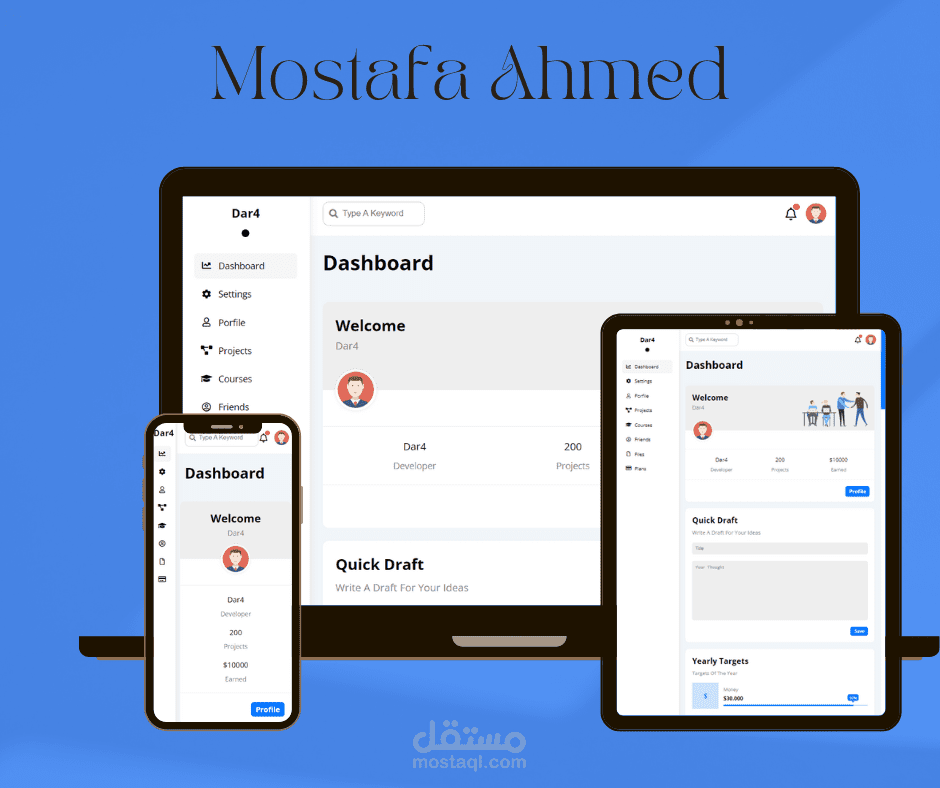 داشبورد بأستخدام HTML | CSS.