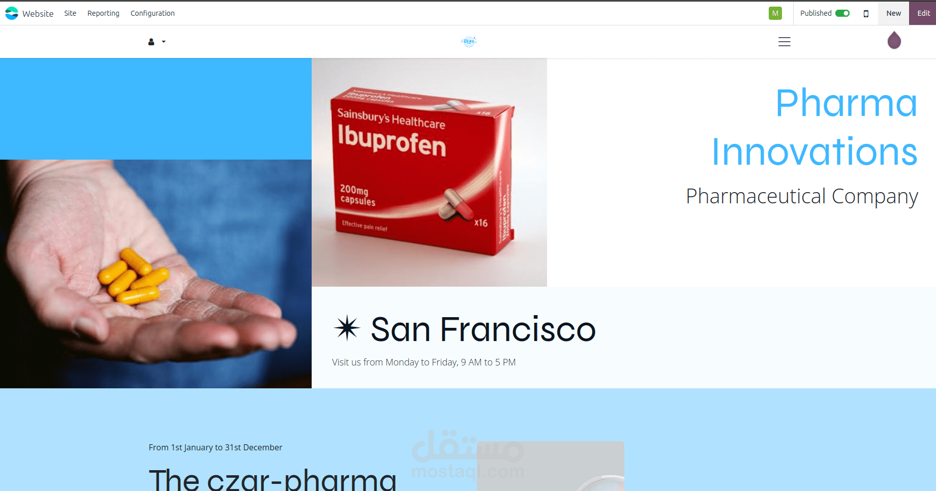 انشاء موقع لشركة استيراد وتصدير ادويه وعقاقير وادوات طبيه
