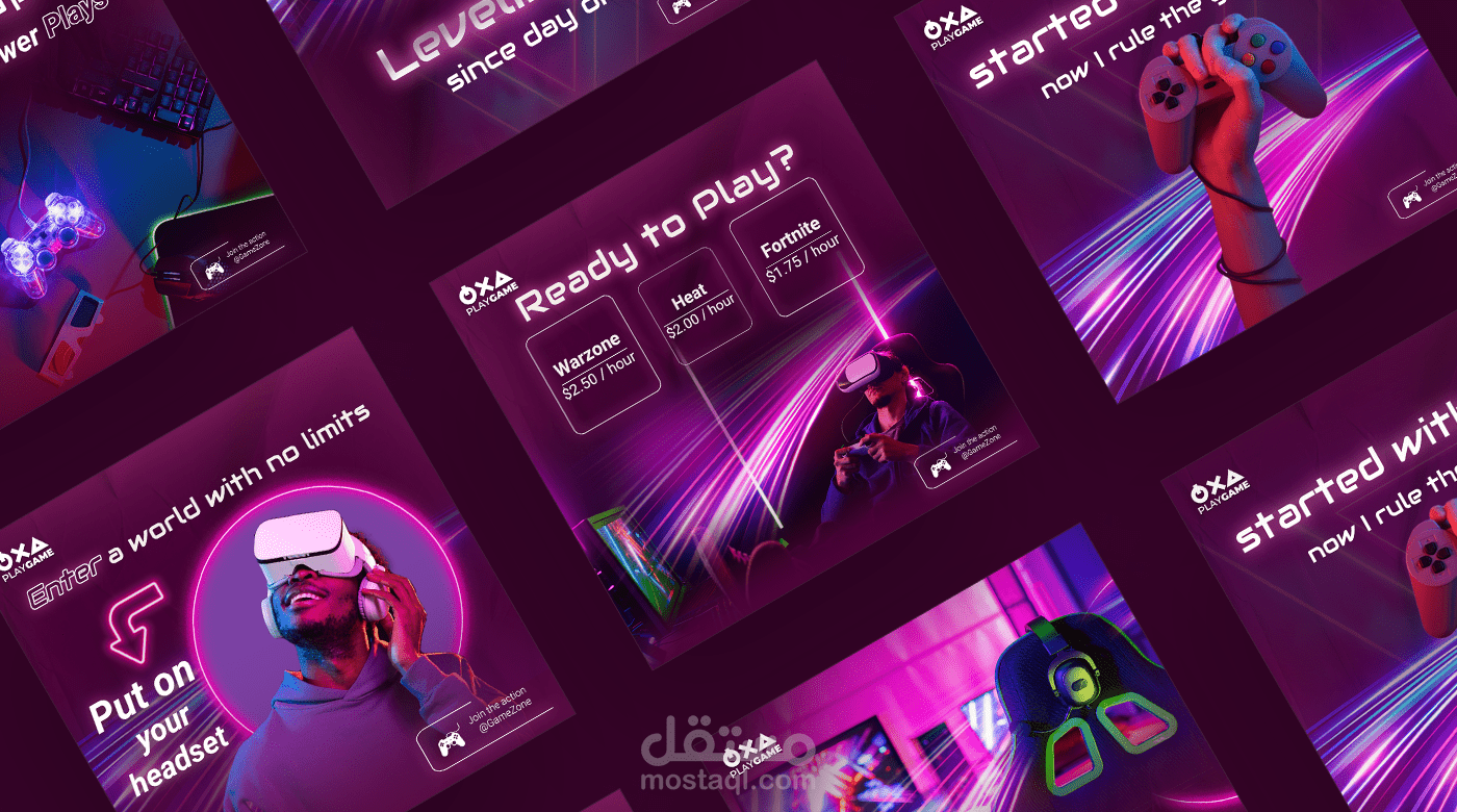 تصاميم سوشيال ميديا لصالة الألعاب التفاعلية