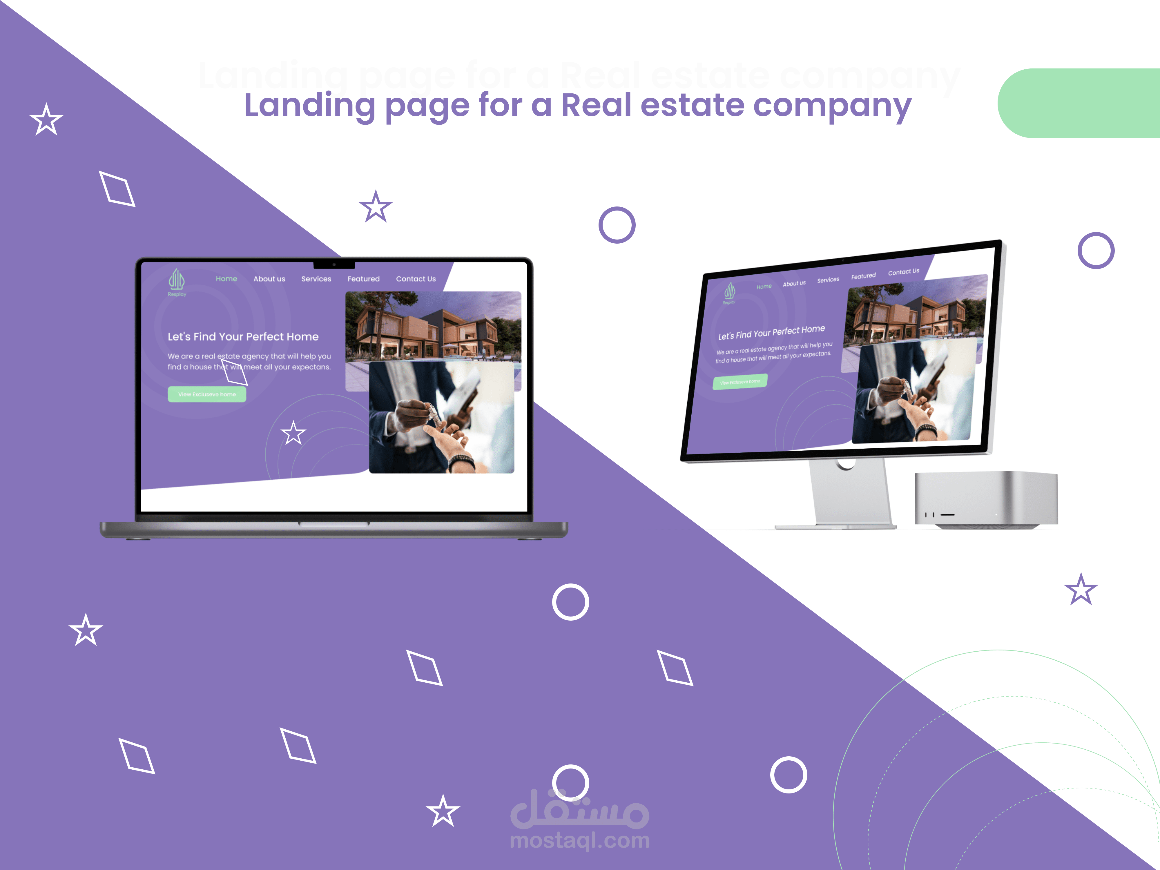 صفحة هبوط لشركة عقارات (Landing Page - Real estate agency Close the dialog)