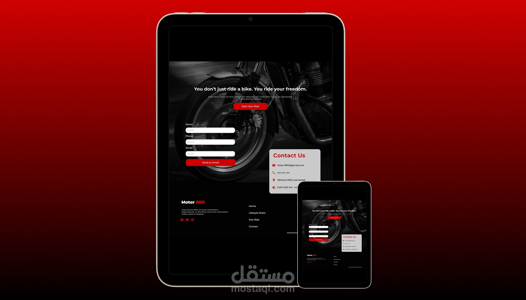تصميم واجهة تطبيق Motor RED