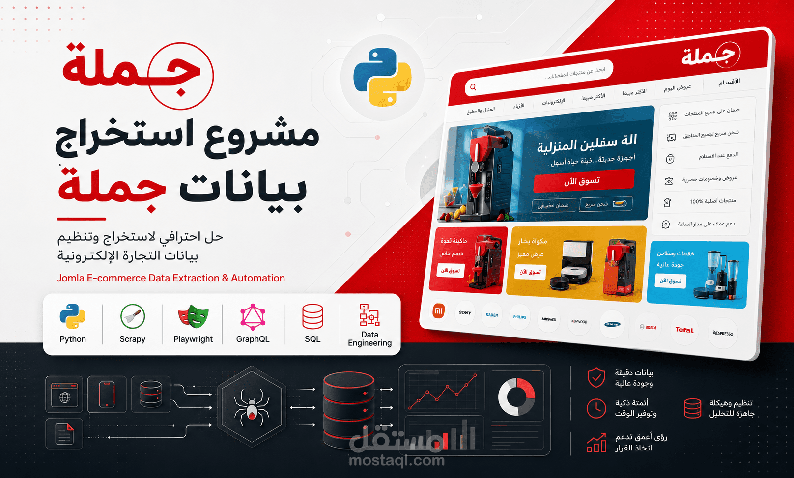 نظام استخراج بيانات منتجات التجارة الإلكترونية وتحليل كتالوج المنتجات