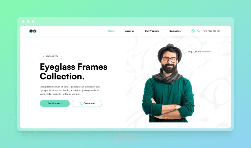 موقع ويب متجر لبيع النظارات بإستخدام Webflow