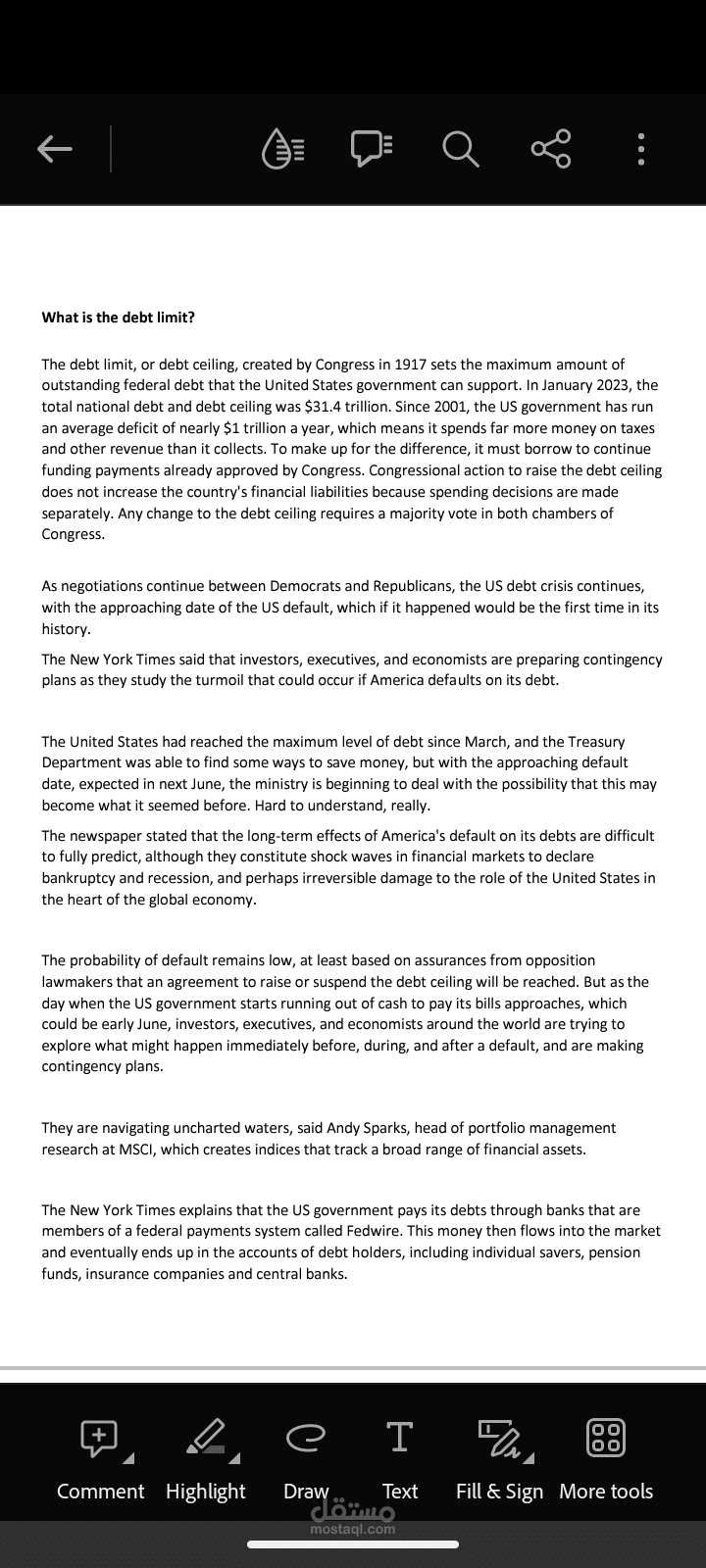 Economic crisis in America and the debt ceiling 2023