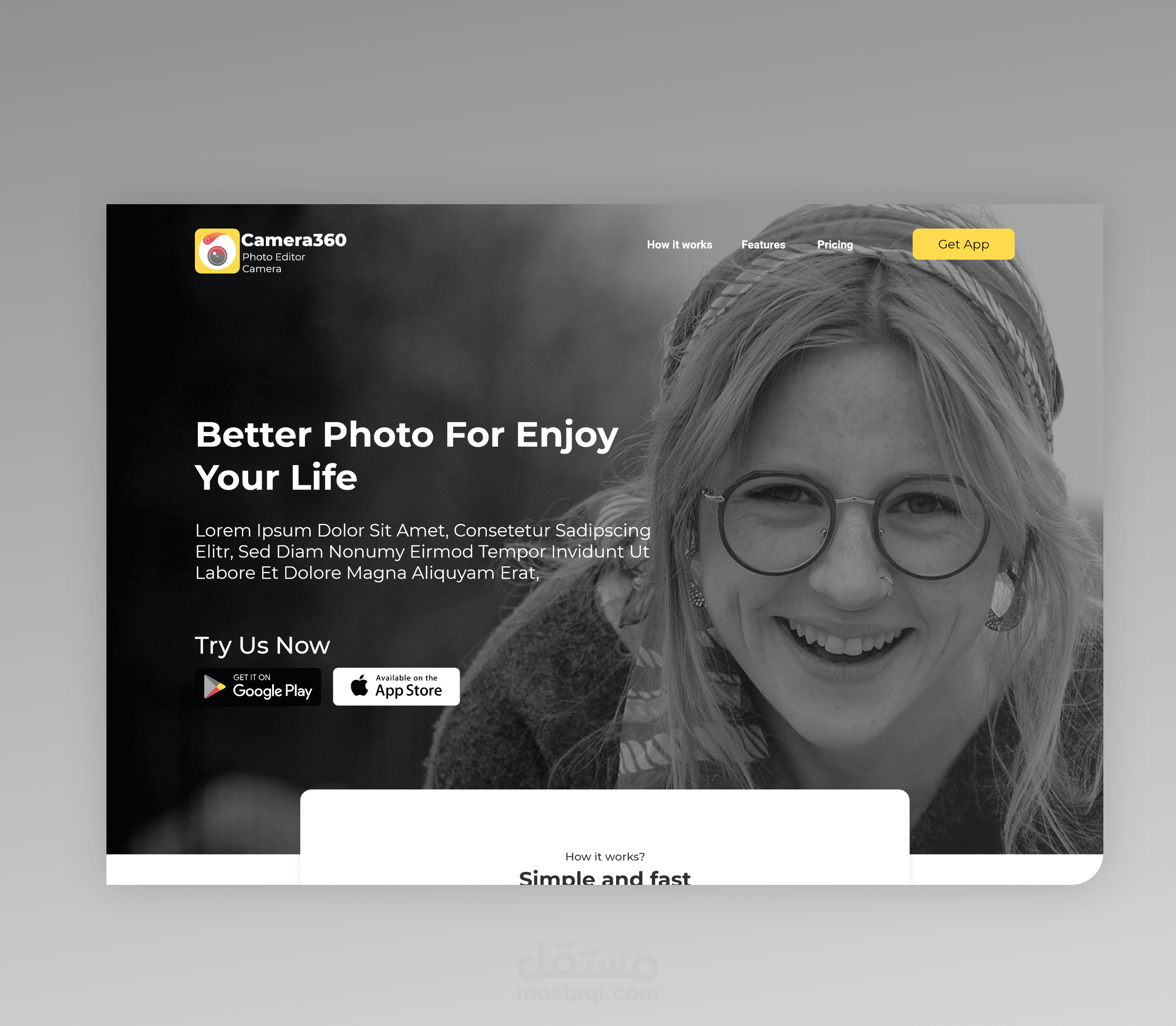 صفحة هبوط لتطبيق كاميرا360 | Landing page