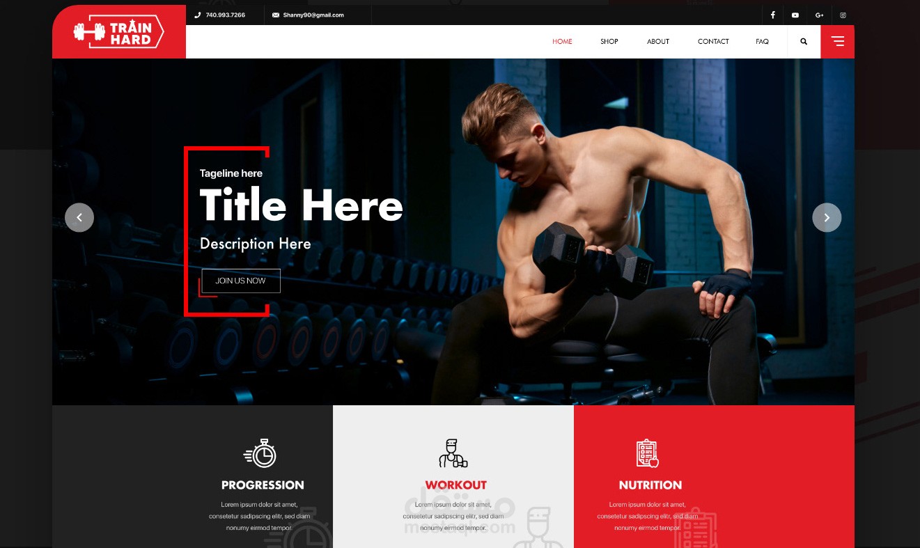 A site with a simple and modern design for a gym - تصميم موقع جيم أونلاين
