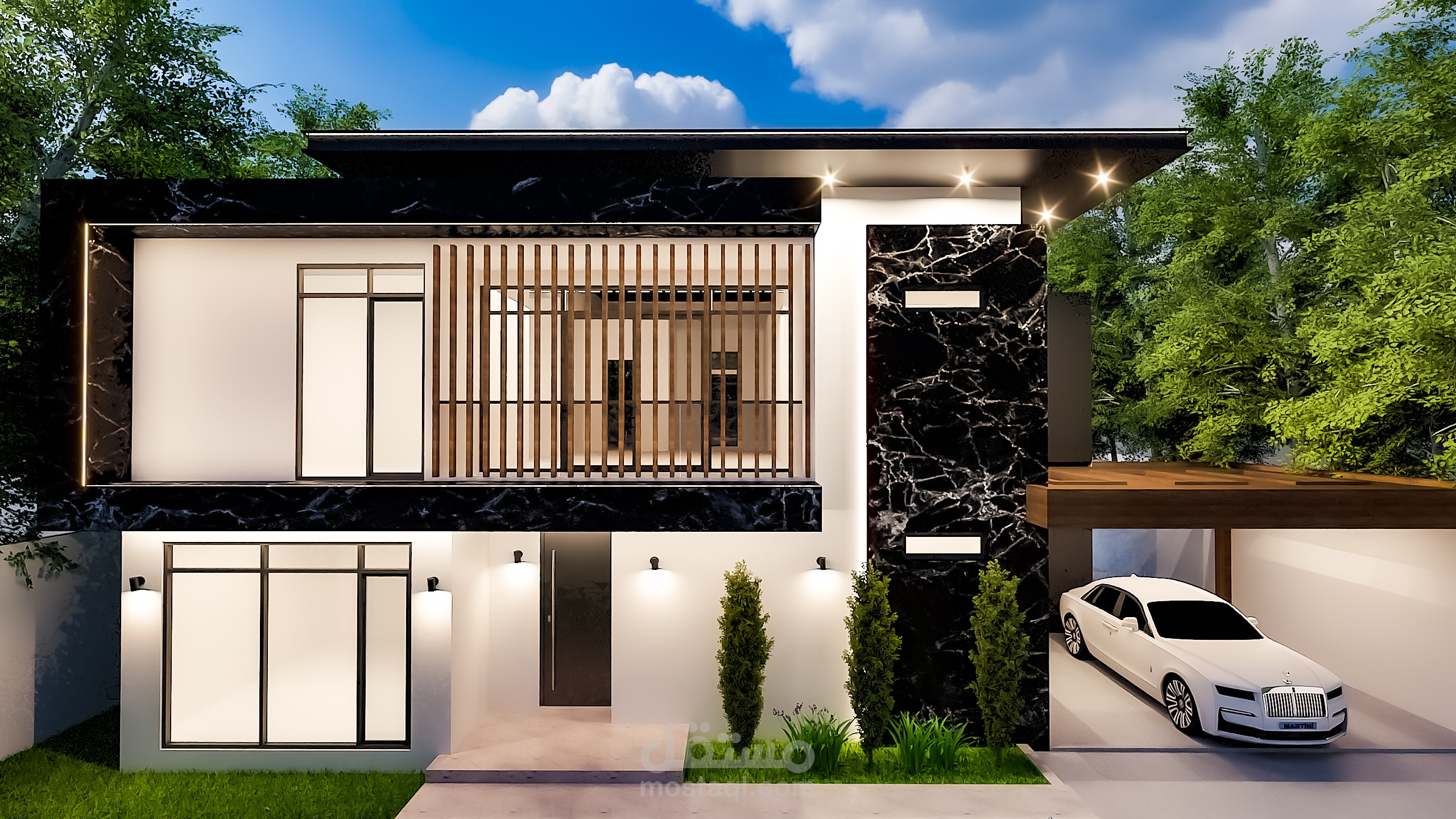 تصميم معماري حديث لفيلا سكنية