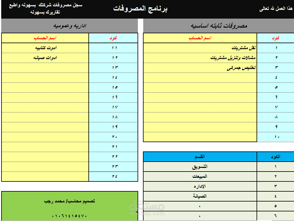 برنامج مصروفات
