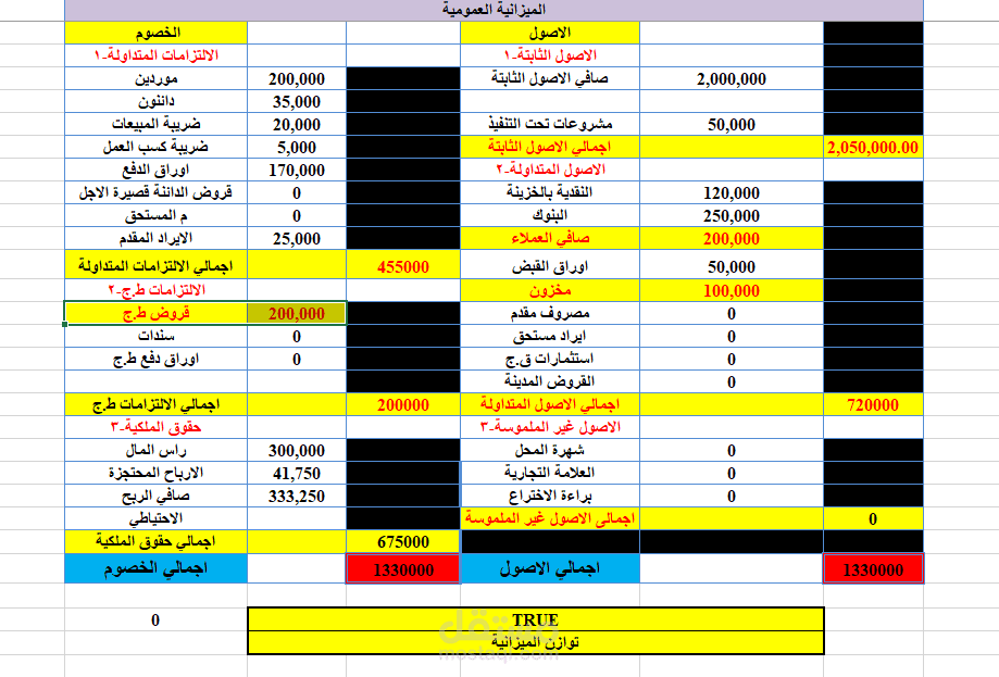 اعداد مركز مالى وقائمة الدخل