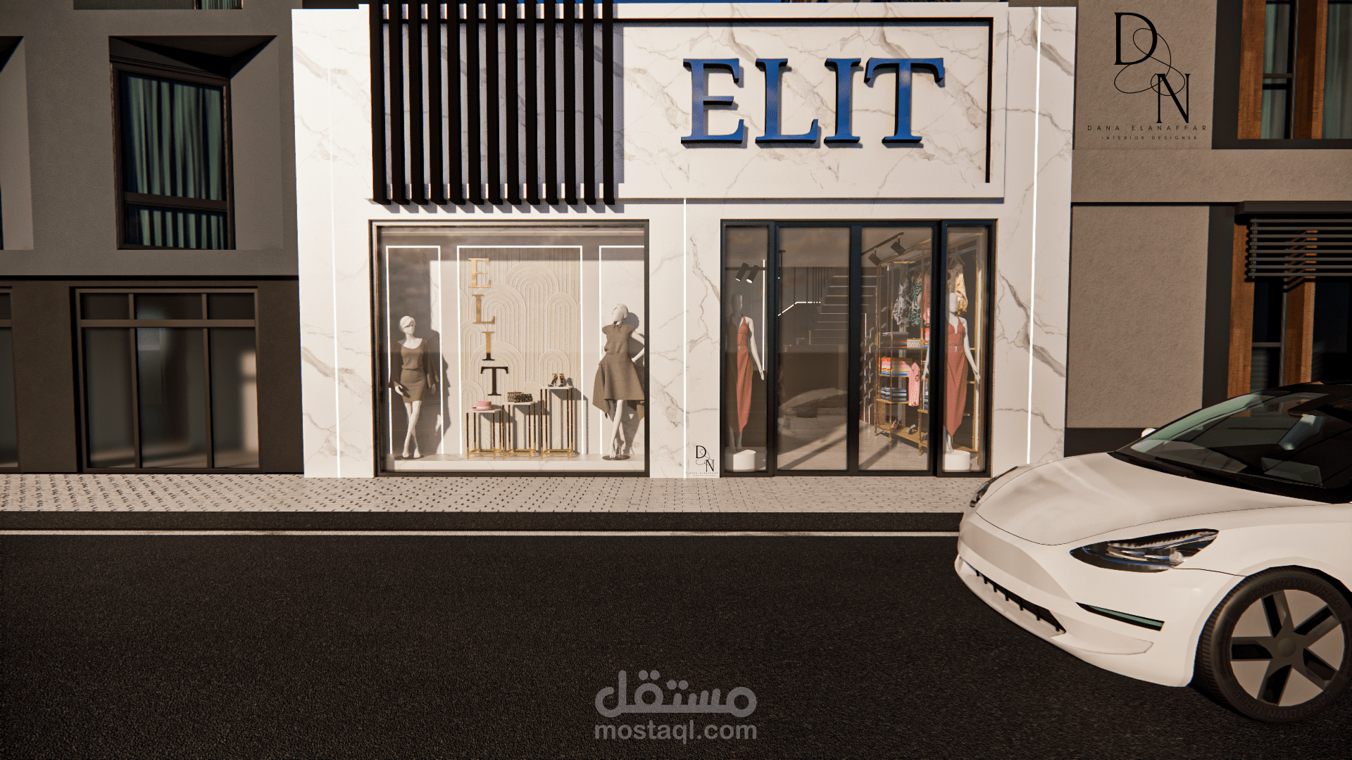 تصميم واجهة محل ملابس حريمي