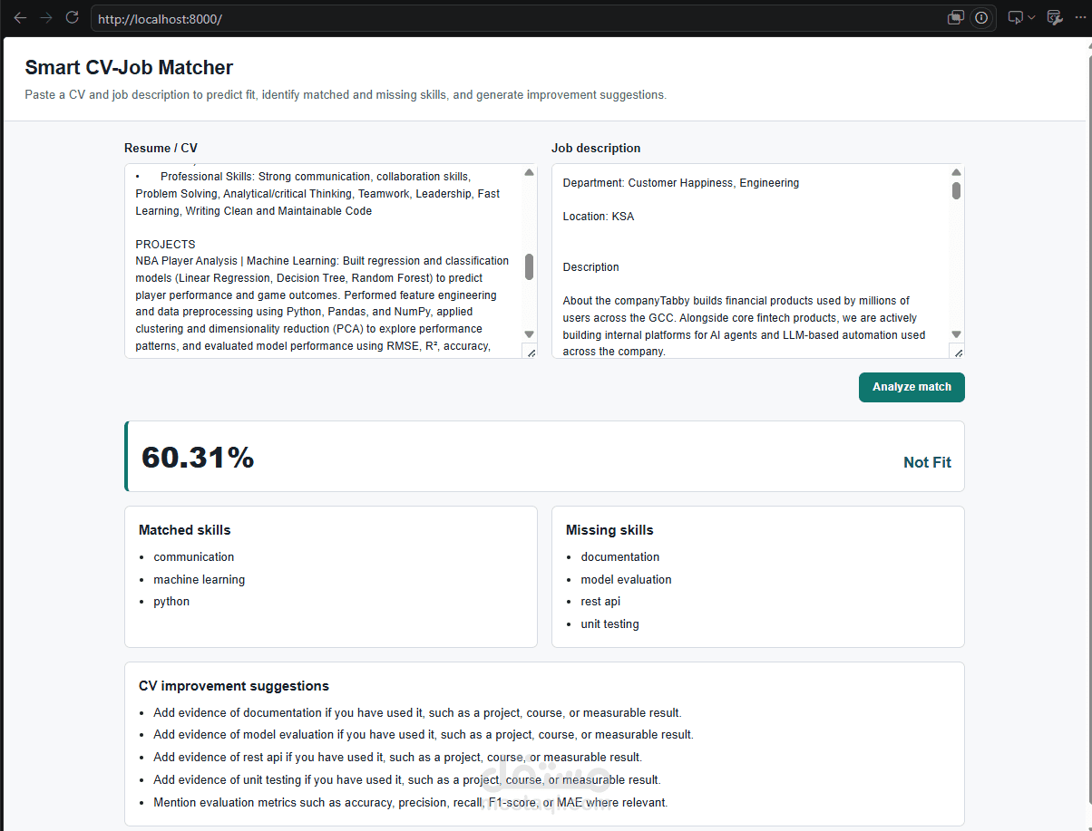 Smart CV-Job Matching & Resume Improvement System