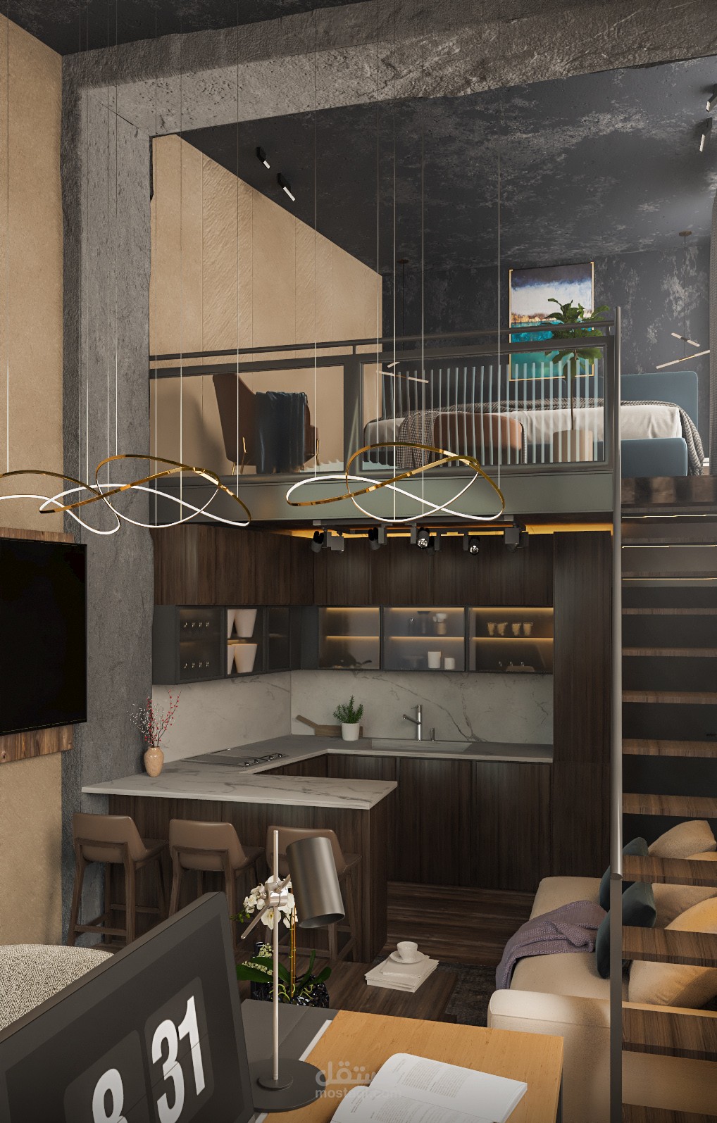 تصميم شقة بمساحة 60م