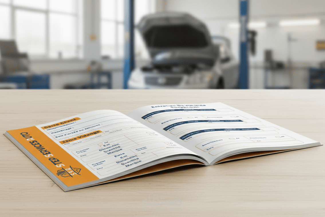 تصميم كتيب صيانة السيارات (Car Maintenance Logbook) احترافي
