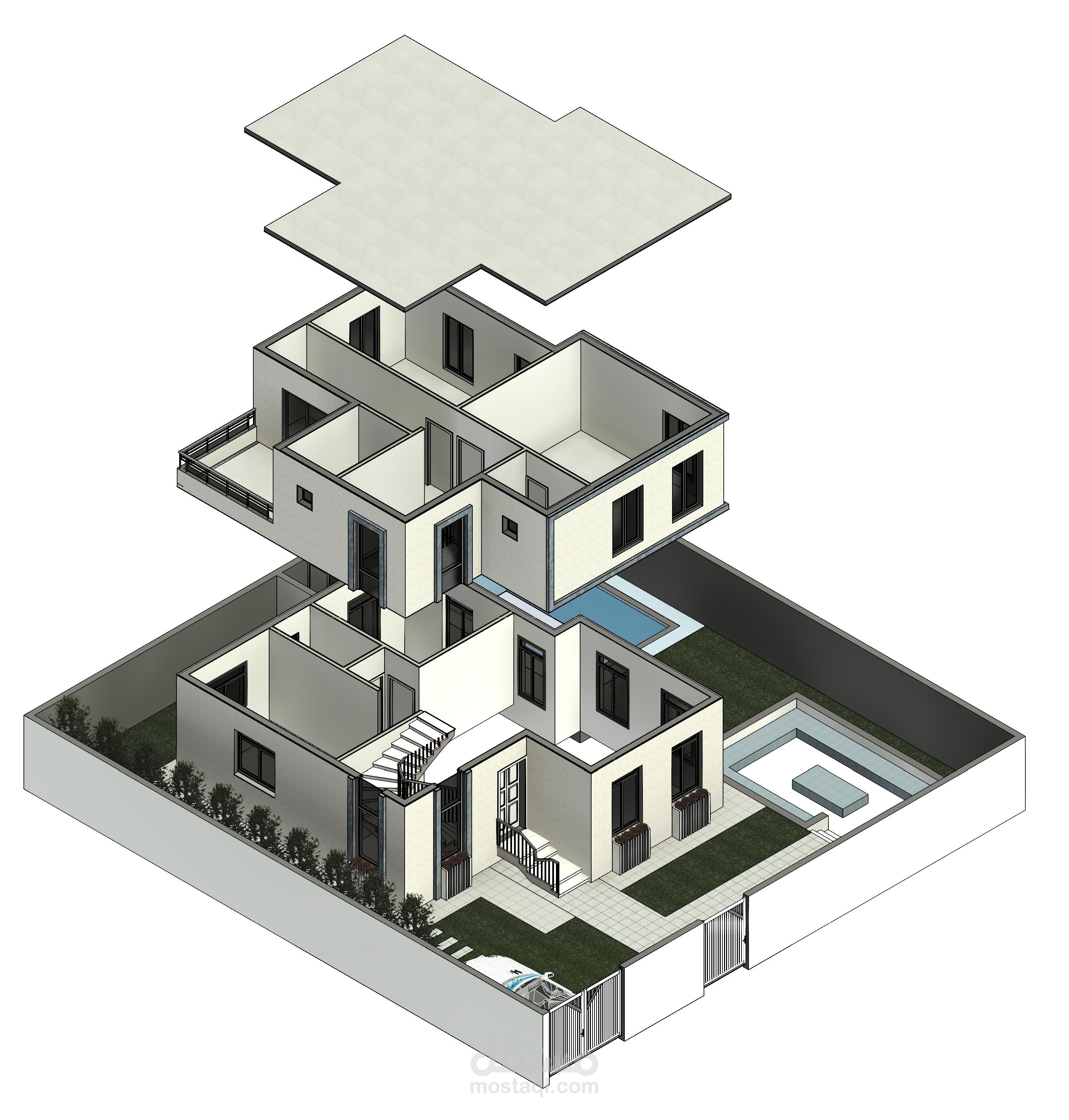 تصميم فيلا سكنية من خلال استخدام برنامج الريفيت المعماري