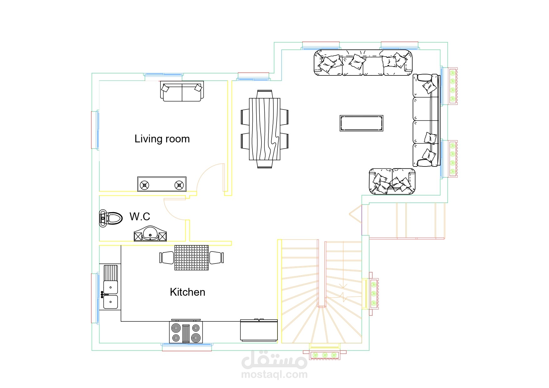 تصميم مخططات معمارية 2d باستخدام برنامج الأتوكاد