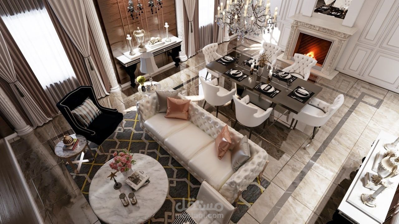 غرفة طعام مع ركن جلوس بخاصية 360 درجة