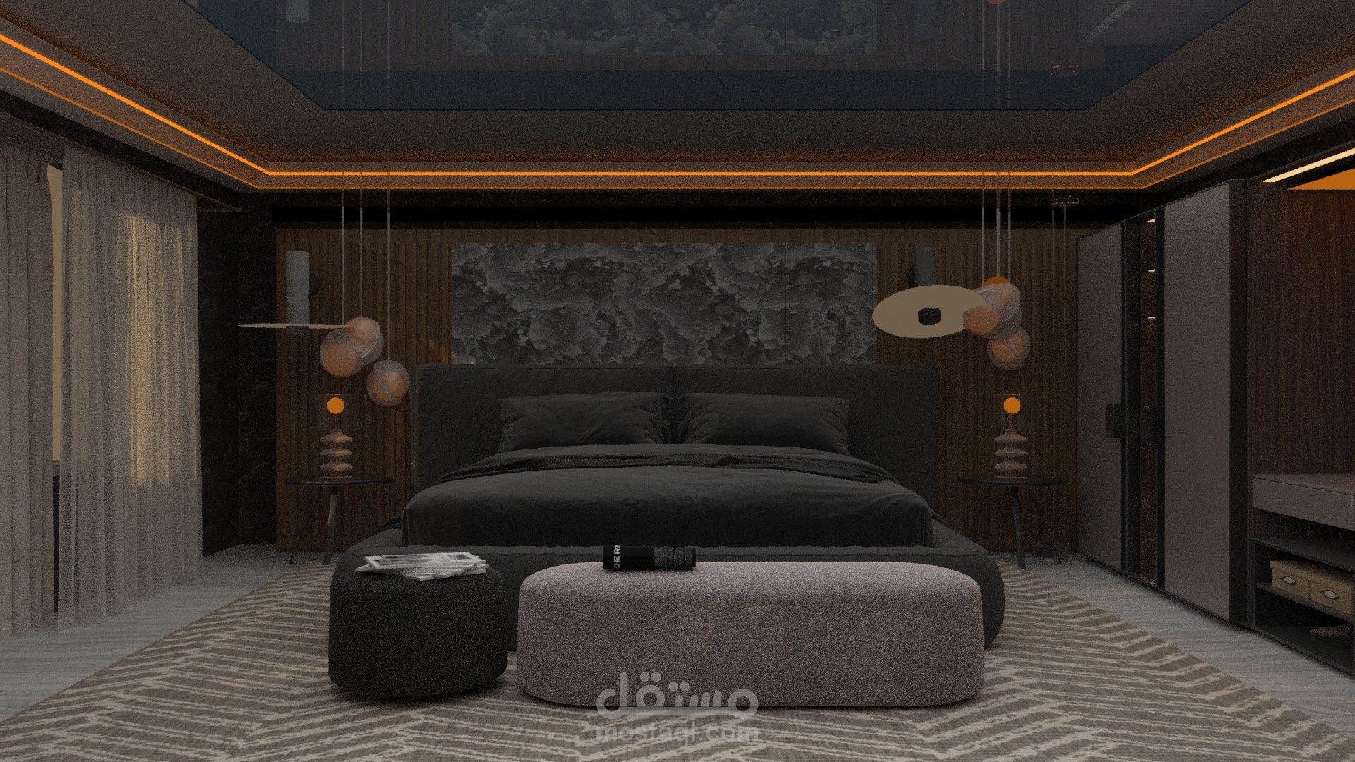 تصميم داخلي لغرفة نوم ماستر