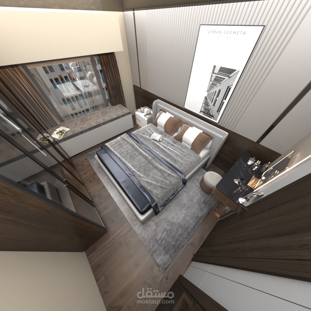 تصميم غرفة نوم ماستر في شقة بطرطوس