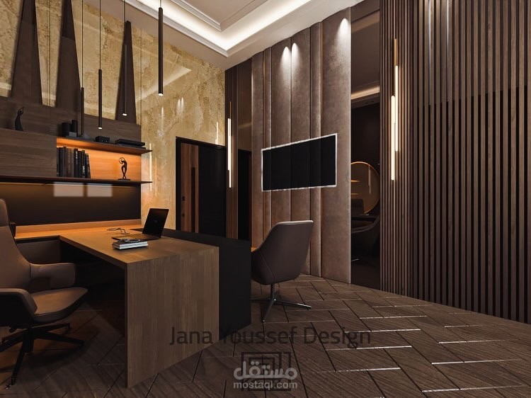 تصميم داخلي لمكتب ضمن فيلا في الدوحة قطر