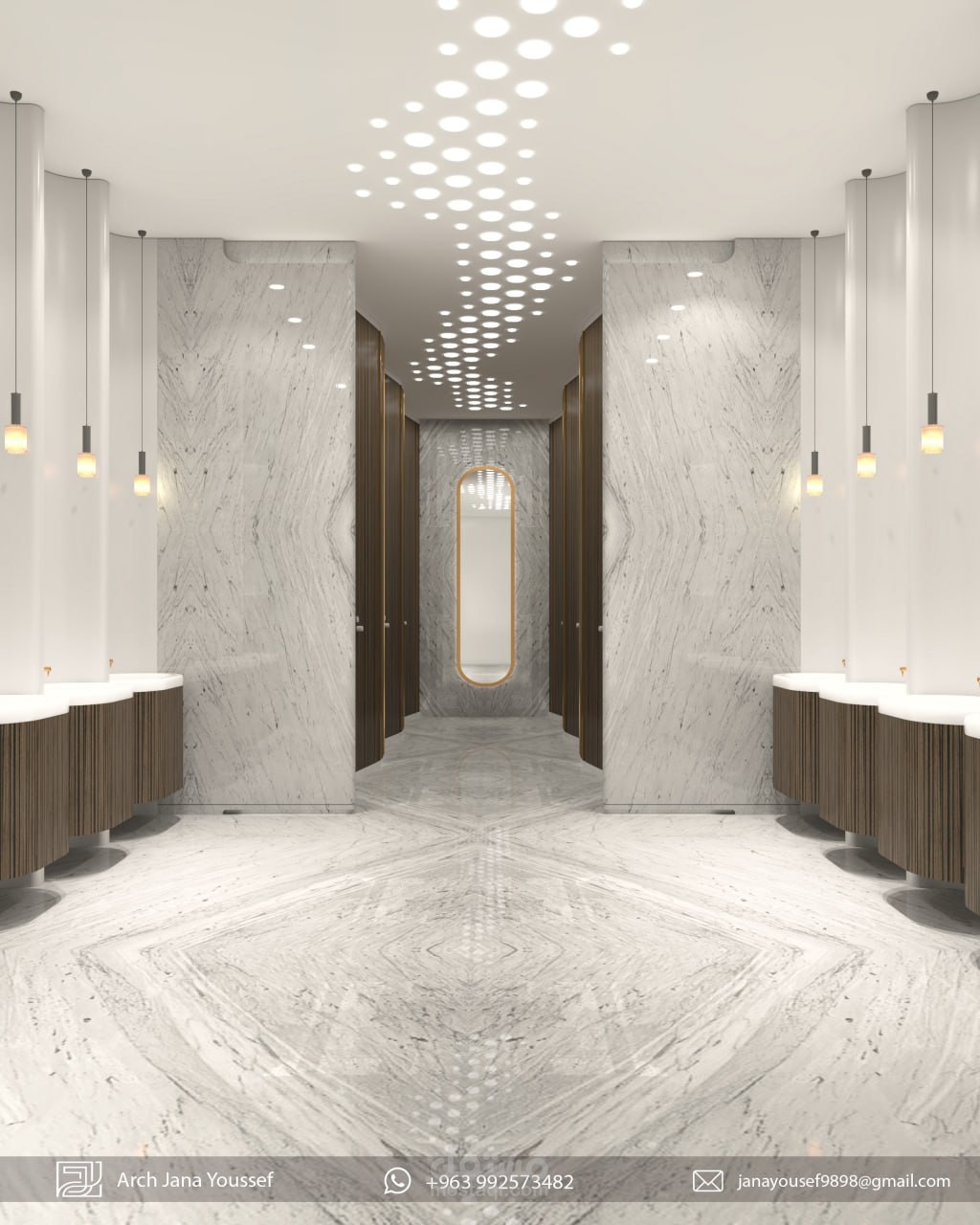 تصميم حمام والتركيز على رخام بيانكو جويا الايطالي
