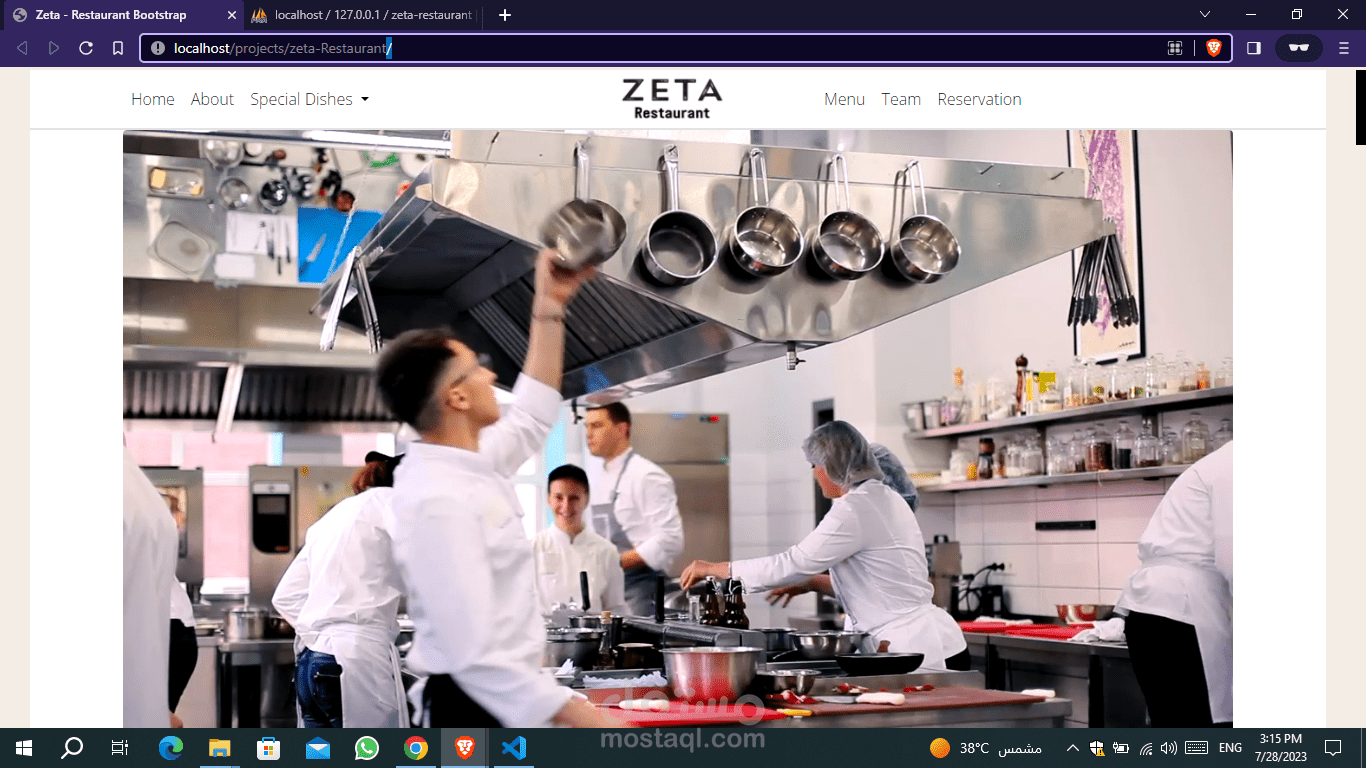 Zeta Restaurant – موقع احترافي لعرض منيو المطعم والتفاعل مع الزبائن