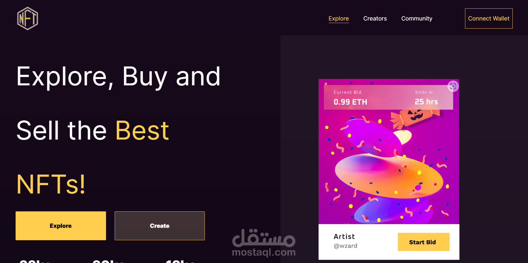 Landing page for NFTs
